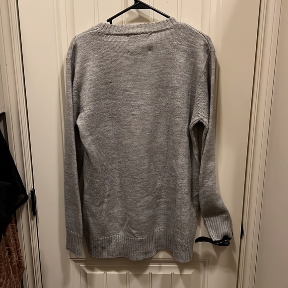 Chelsea & Violet Sequin Face Sweater Gray Grey Size Large Pullover Jumper - Picture 7 of 7